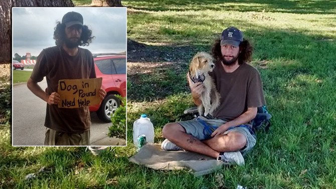 She Reunited This Homeless Man With His Dog After Seeing His Sign