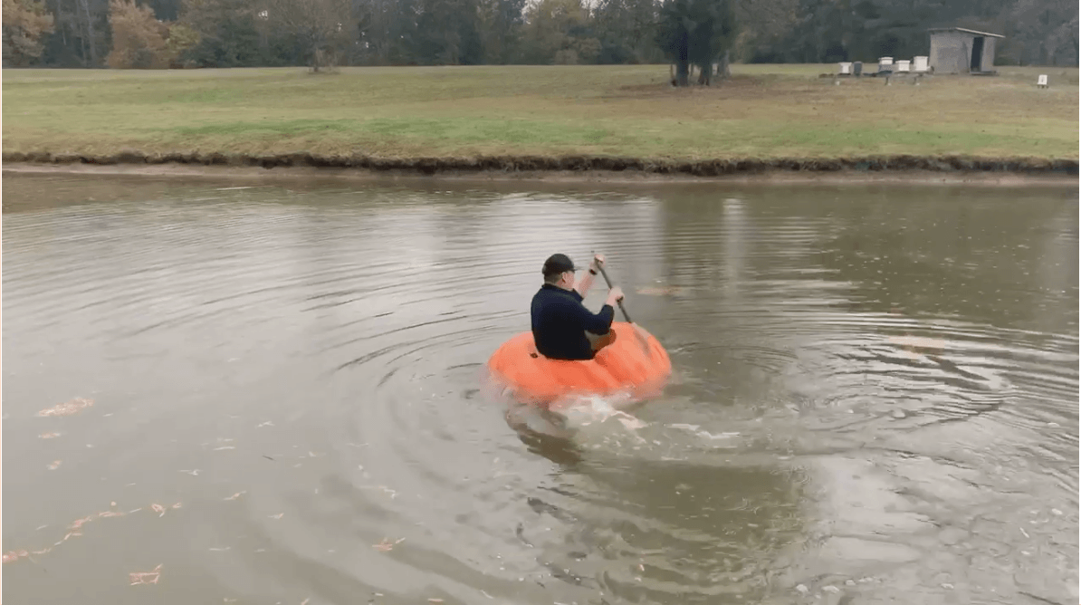 Farmer Turns 910Pound Pumpkin into a Kayak